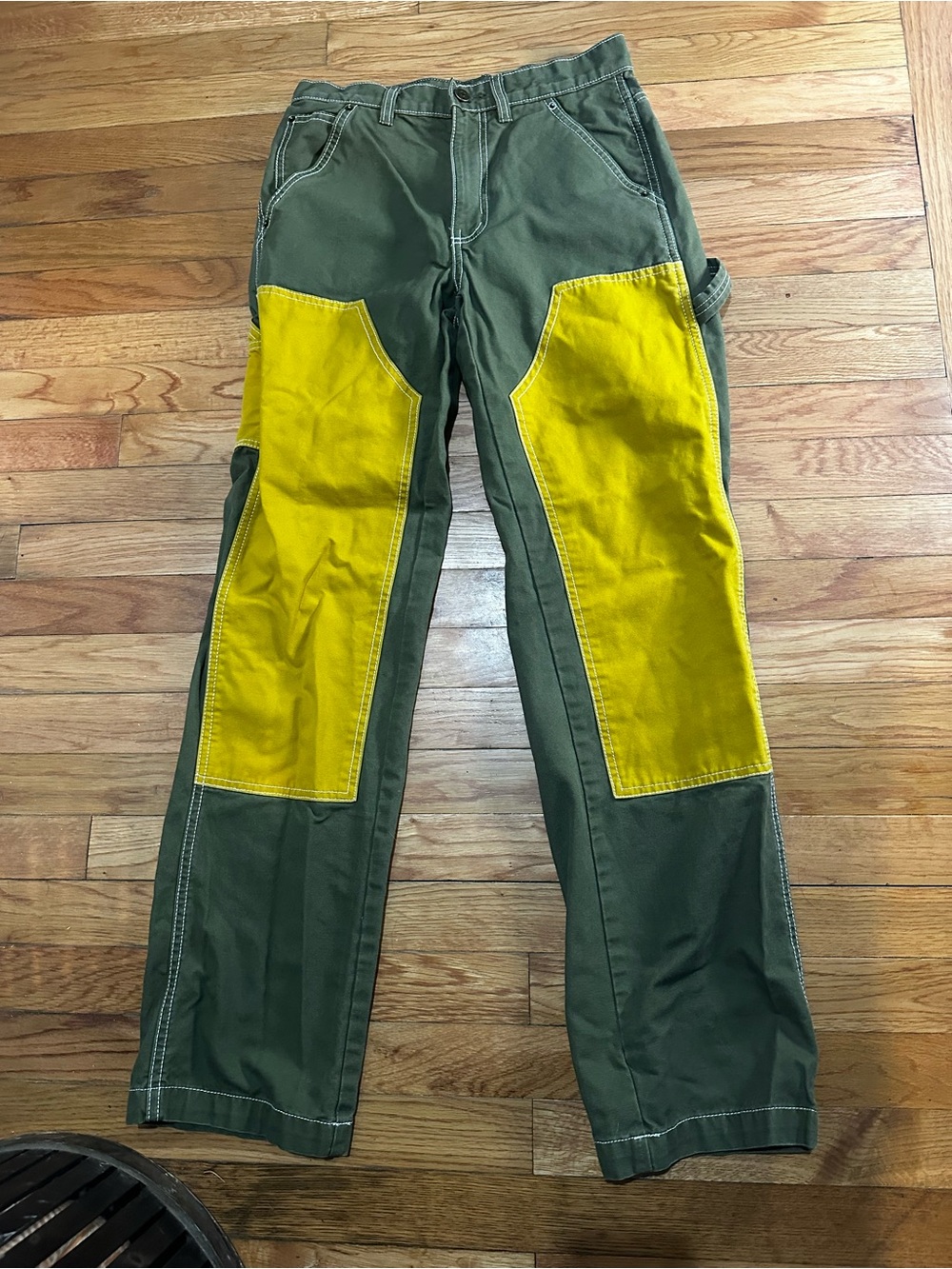 BDG Carpenter Cargo Pants Green Yellow Color Block Utility 25